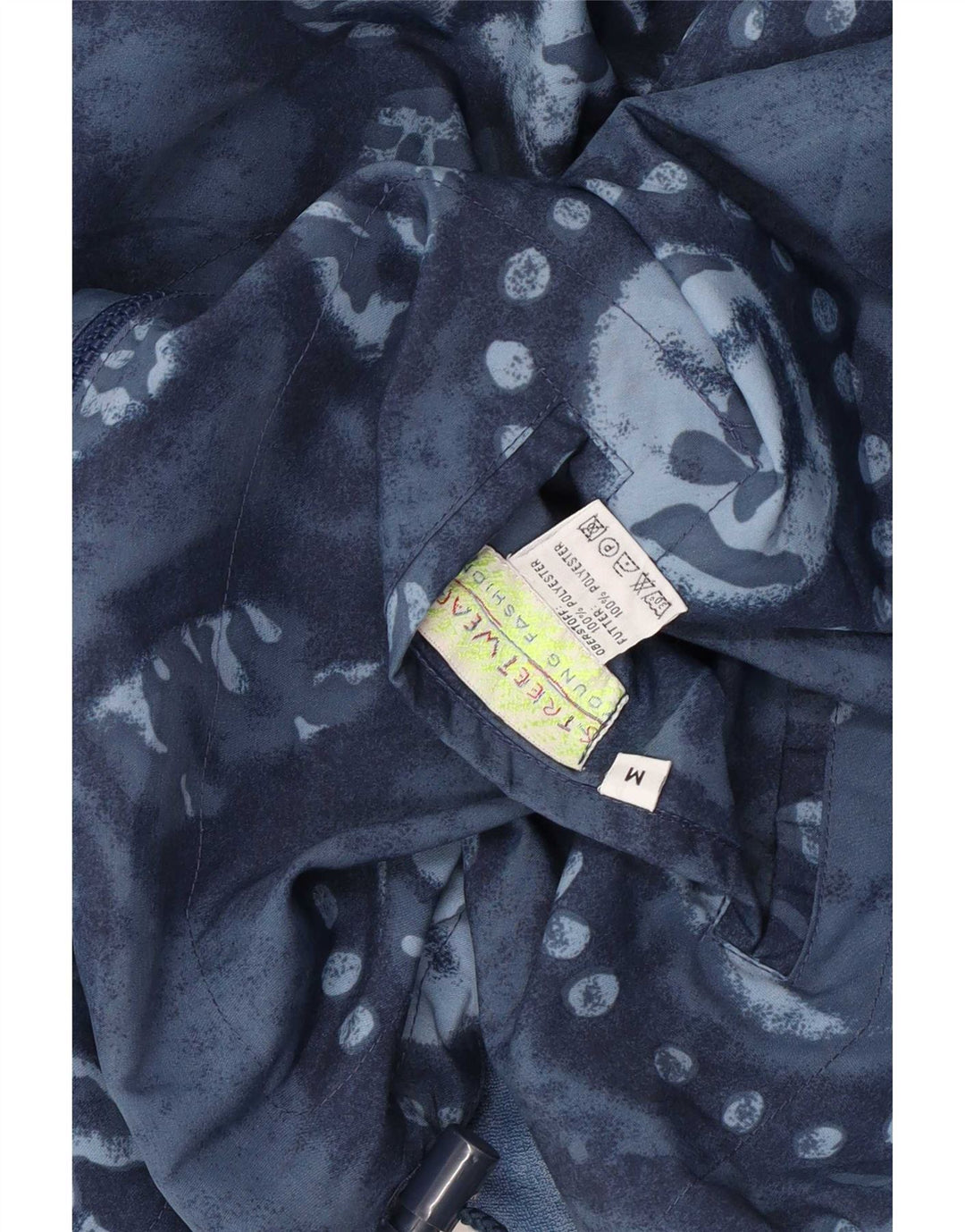 Giacca reversibile grafica da uomo vintage vestibilità ampia UK 38 blu medio floreale