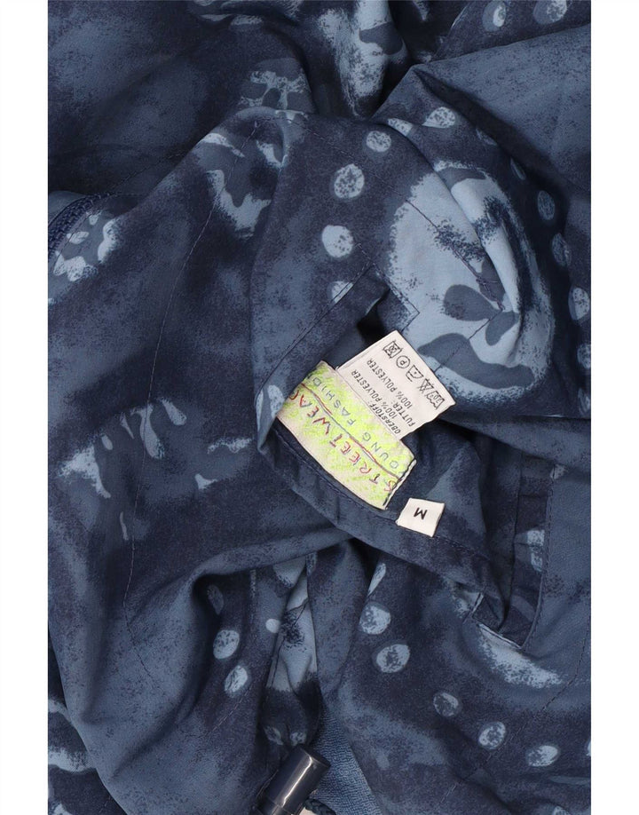 Giacca reversibile grafica da uomo vintage vestibilità ampia UK 38 blu medio floreale