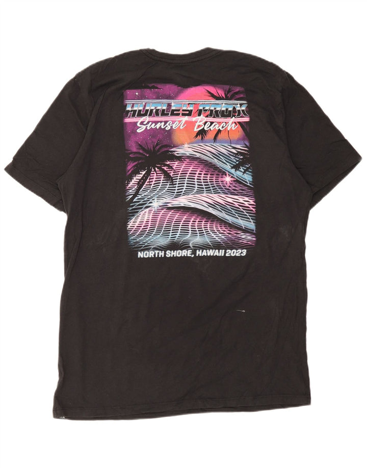 T-shirt grafica da uomo Hurley Top grande in cotone nero