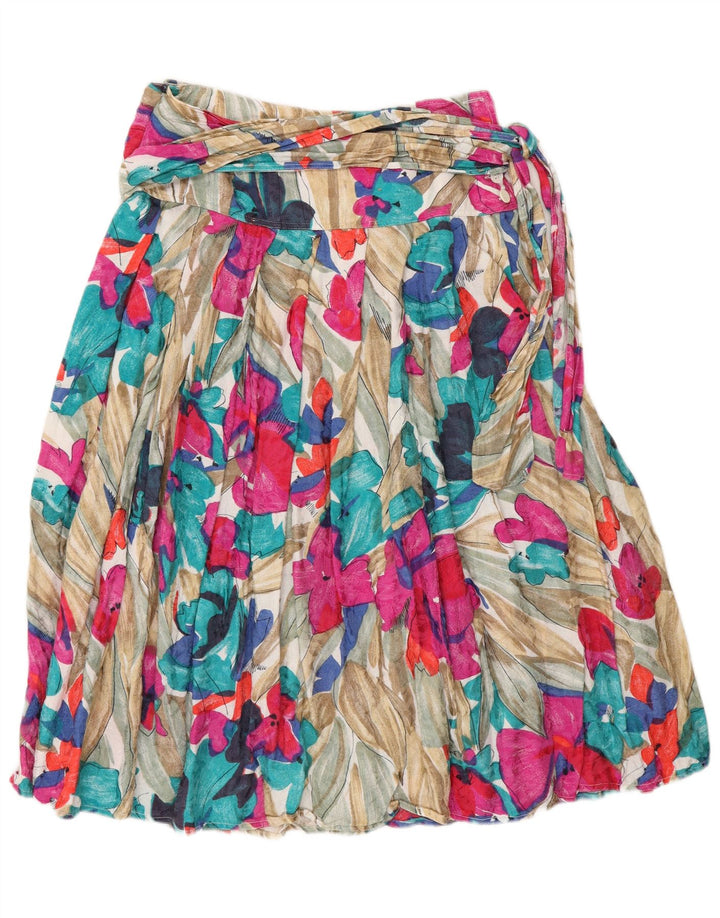 Gonna a trapezio a vita alta da donna vintage IT 42 media W28 multicolore