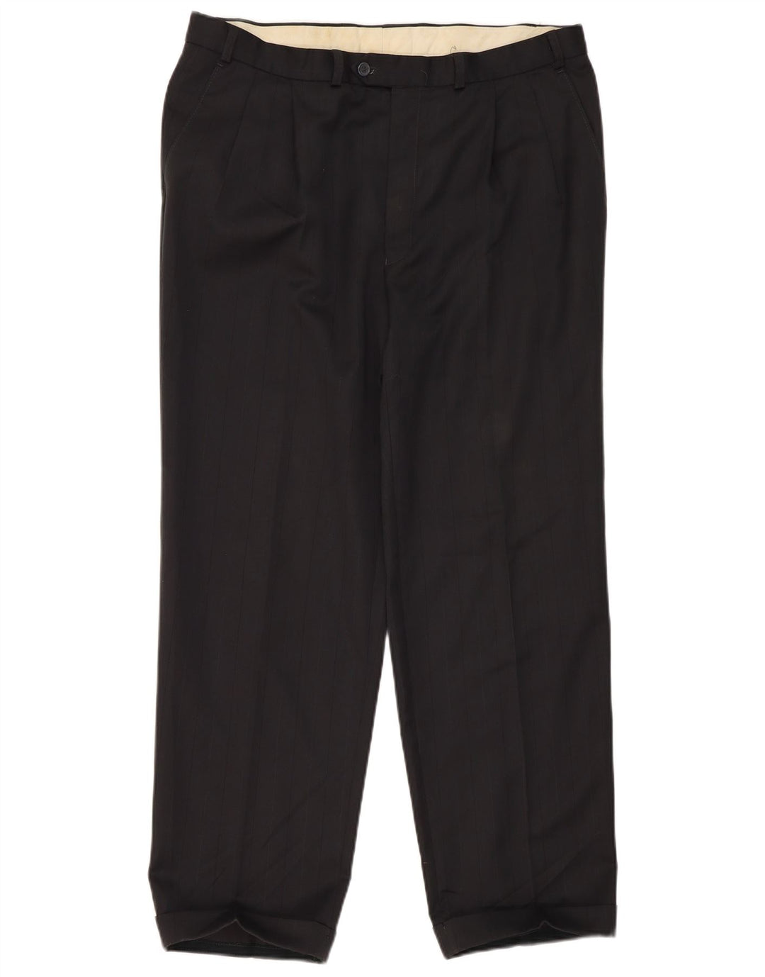 Pantaloni da abito con pegging da uomo Marks & Spencer W38 L31 poliestere nero