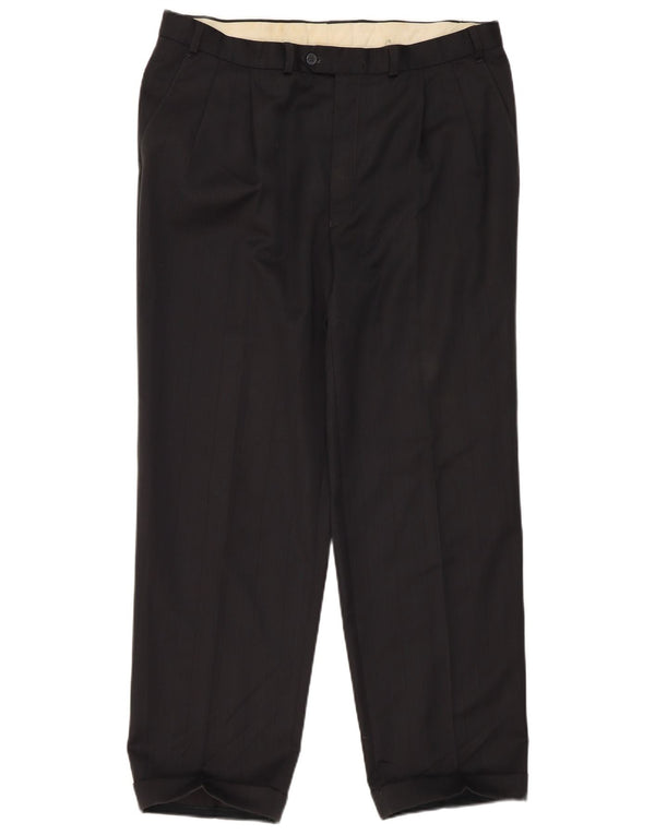 Pantaloni da abito con pegging da uomo Marks & Spencer W38 L31 poliestere nero