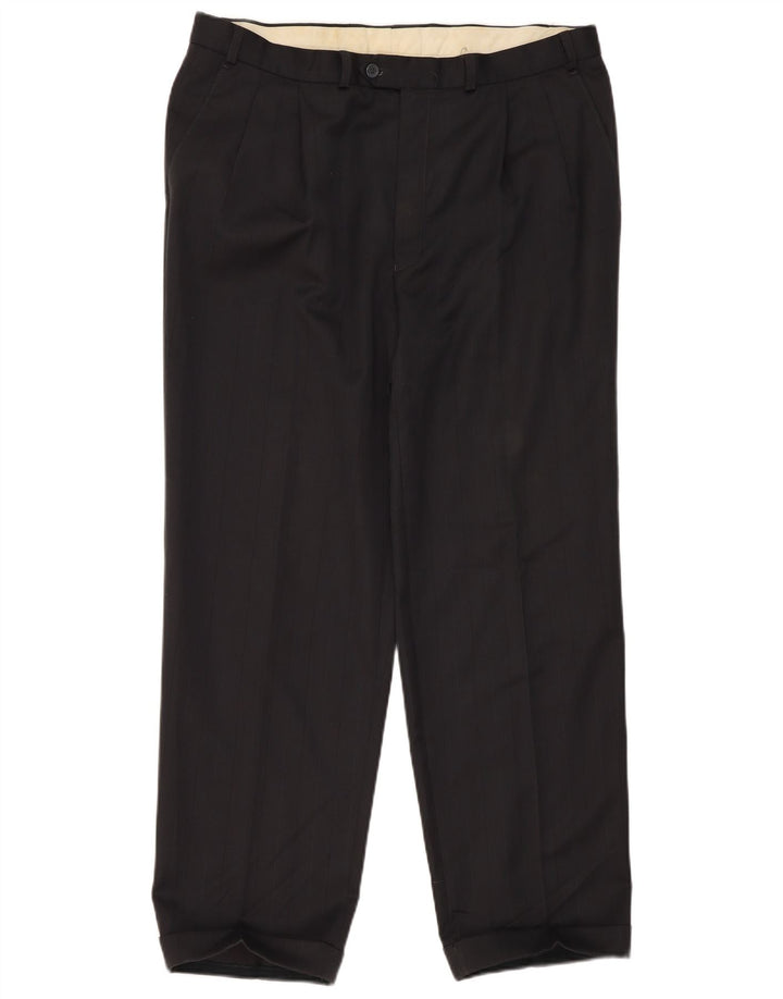 Pantaloni da abito con pegging da uomo Marks & Spencer W38 L31 poliestere nero
