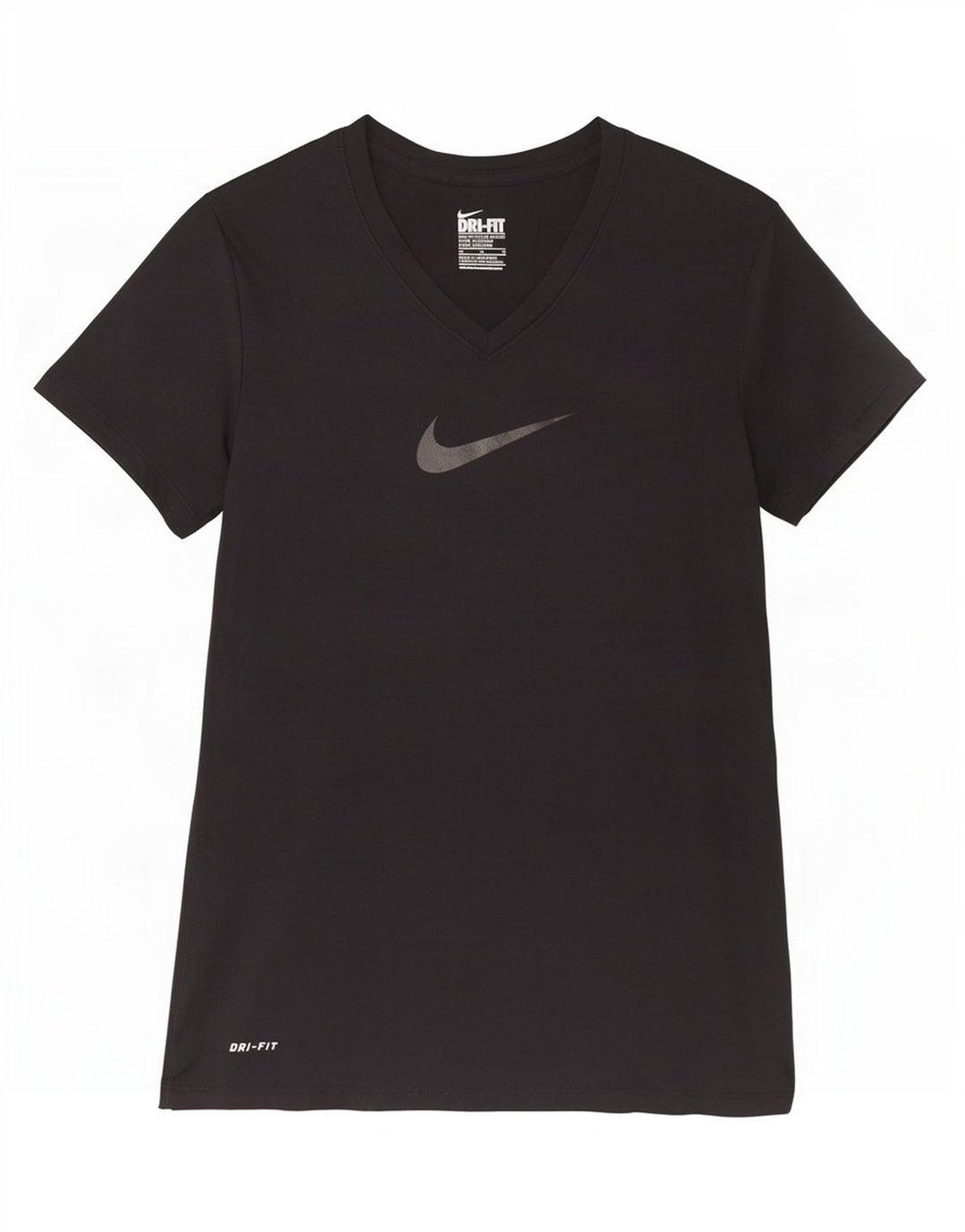 T-shirt grafica Nike Dri Fit Slim da donna, taglia UK 12, poliestere nero medio