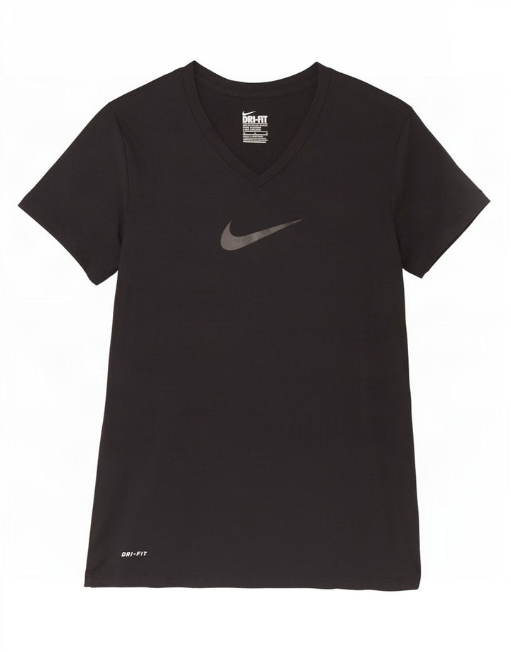 T-shirt grafica Nike Dri Fit Slim da donna, taglia UK 12, poliestere nero medio