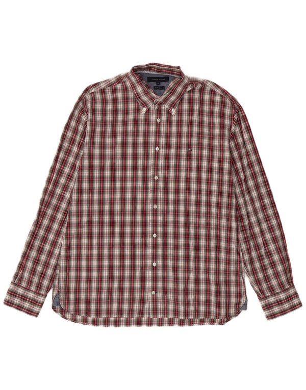 Camicia da uomo Tommy Hilfiger XL in cotone a quadri rossi