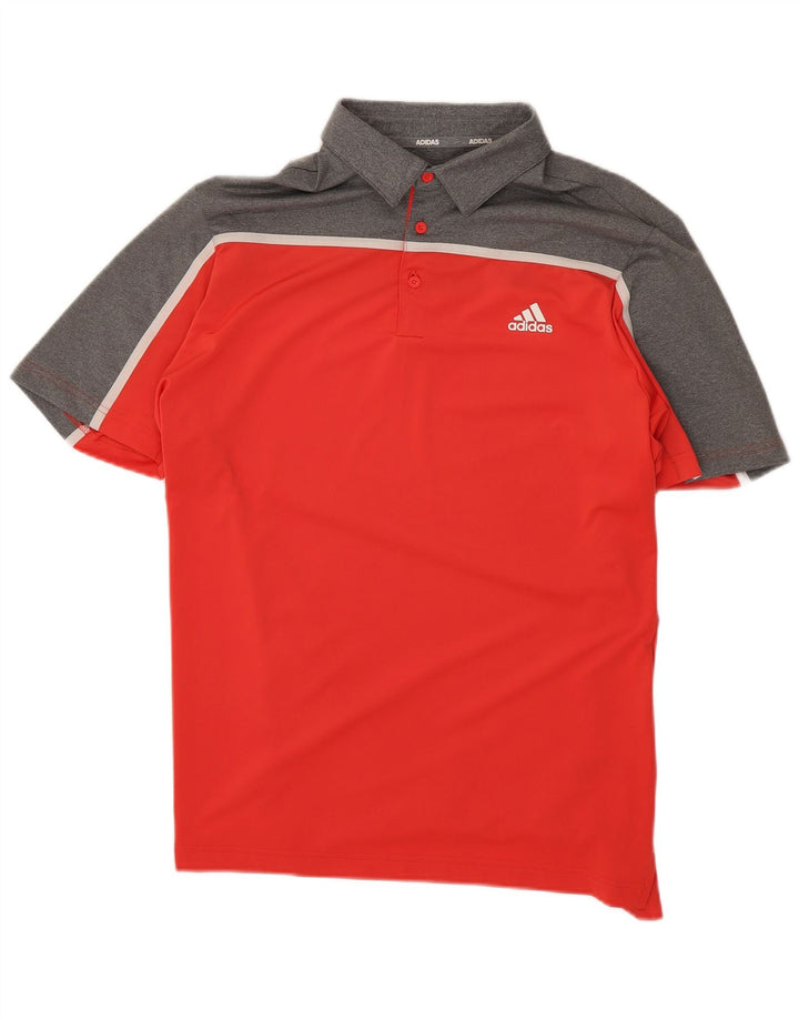 Polo Adidas da uomo grande in poliestere color block rosso