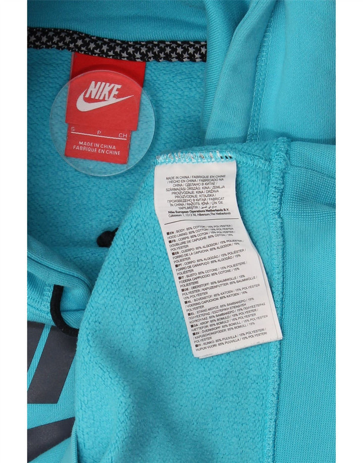 Felpa con cappuccio grafica Nike Air Force da uomo, piccola, in cotone blu