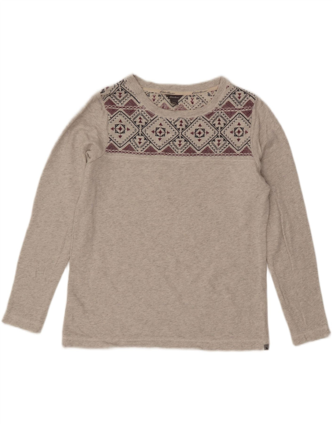 EDDIE BAUER Womens Oversized Sweatshirt Jumper UK 10 Small Grey Fair Isle
