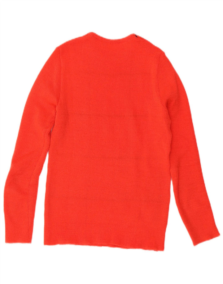 Maglione maglione girocollo da donna vintage UK 8 piccoli quadri rossi