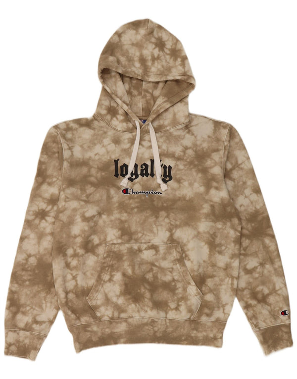 Maglione con cappuccio grafico da uomo Champion in cotone tie dye beige medio