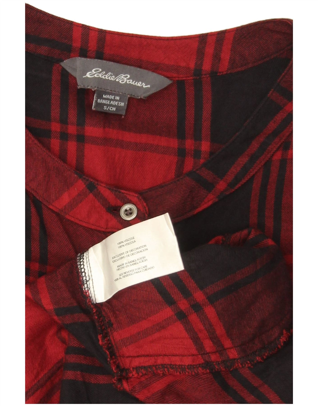 Camicia pullover oversize lunga da donna Eddie Bauer UK 10 piccolo plaid rosso