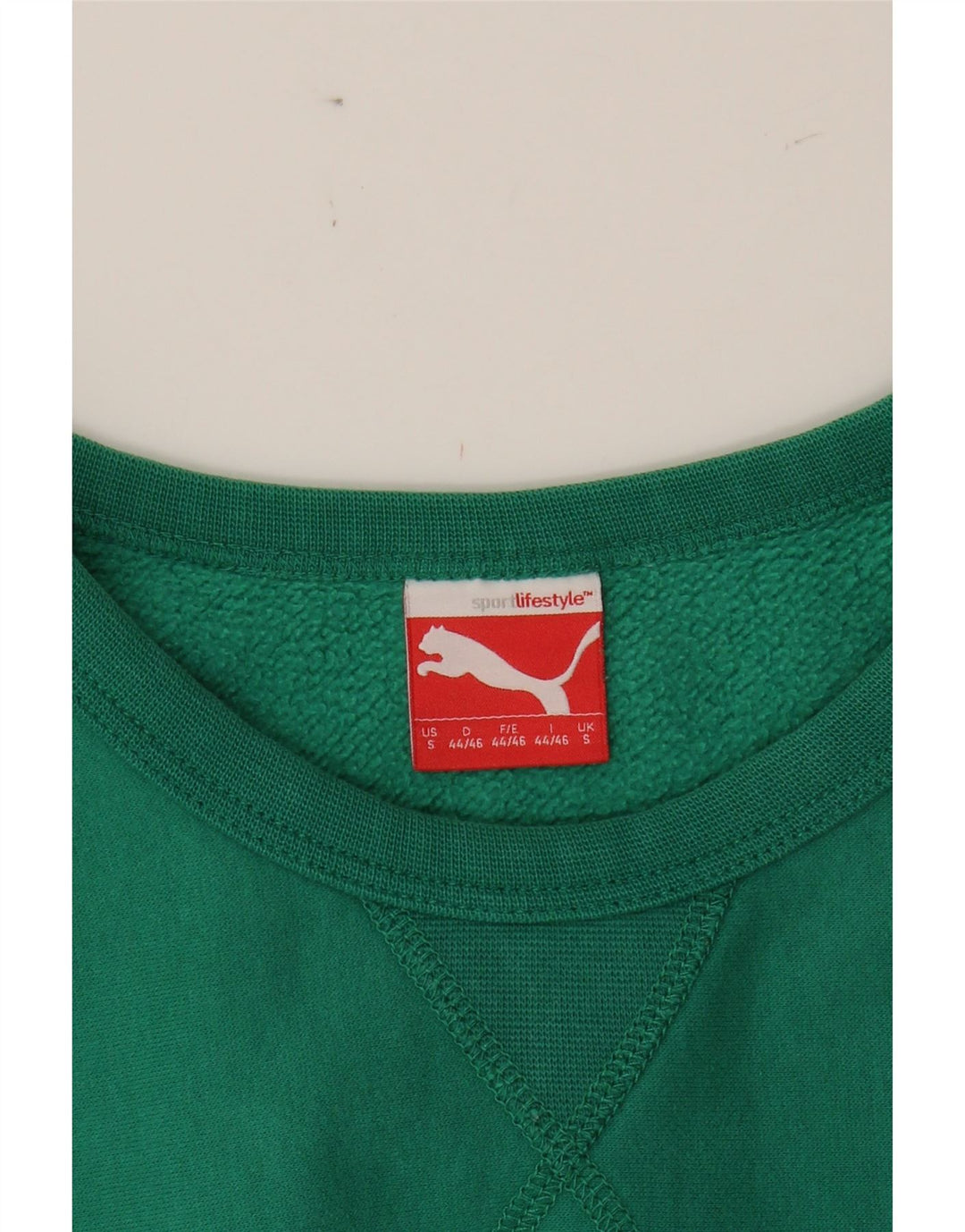 PUMA Mens Sweatshirt Jumper Small Green Colourblock Vintage Puma and Second-Hand Puma from Messina Hembry 