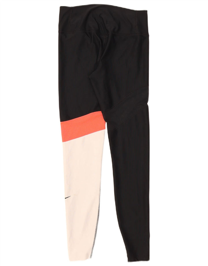 Leggings Nike Dri Fit da donna UK 10 Small Nero Colourblock Poliestere