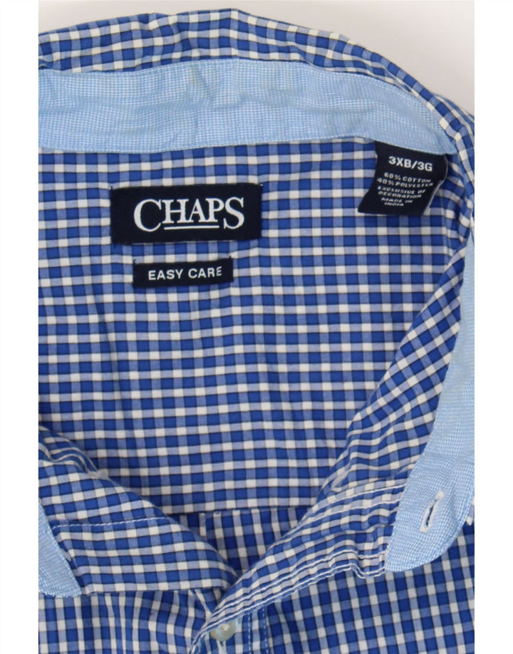 CHAPS Mens Shirt 3XL Blue Check Cotton Vintage Chaps and Second-Hand Chaps from Messina Hembry 