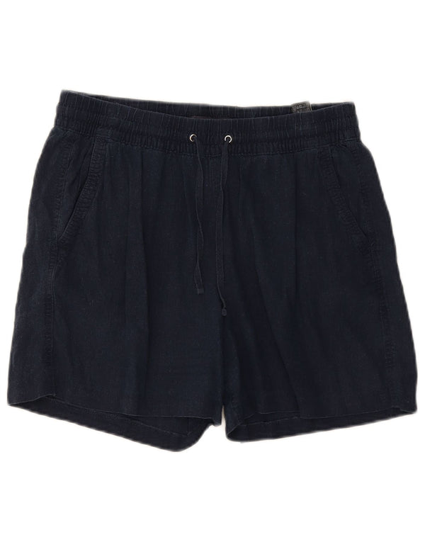 Pantaloncini a vita alta da donna Marks & Spencer UK 12 medi W30 blu navy lino