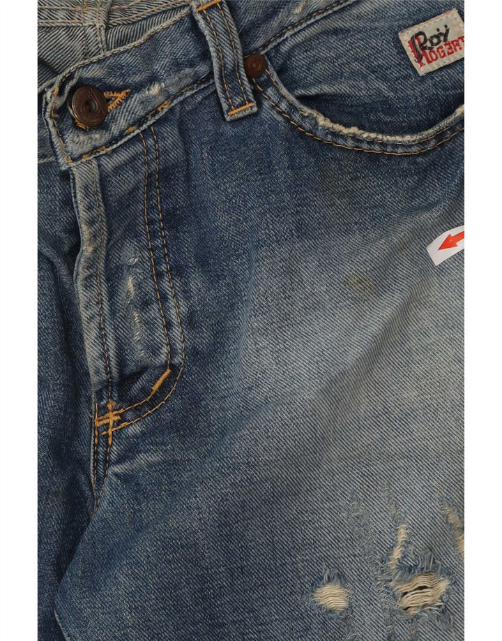 Jeans bootcut invecchiati da donna Roy Rogers W34 L32 cotone blu