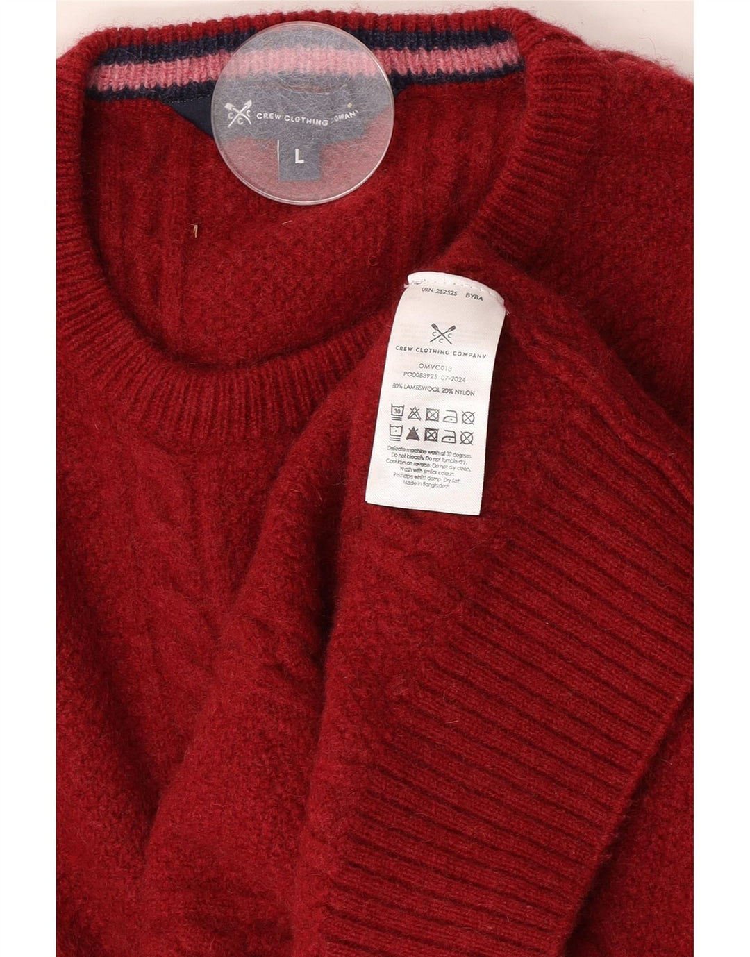 Crew Clothing Maglione da uomo con collo a collo grande in lana d'agnello rossa