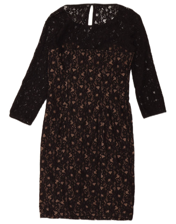 Guess Abito tubino in pizzo con maniche a 3/4 da donna UK 6 XS Poliammide floreale nero