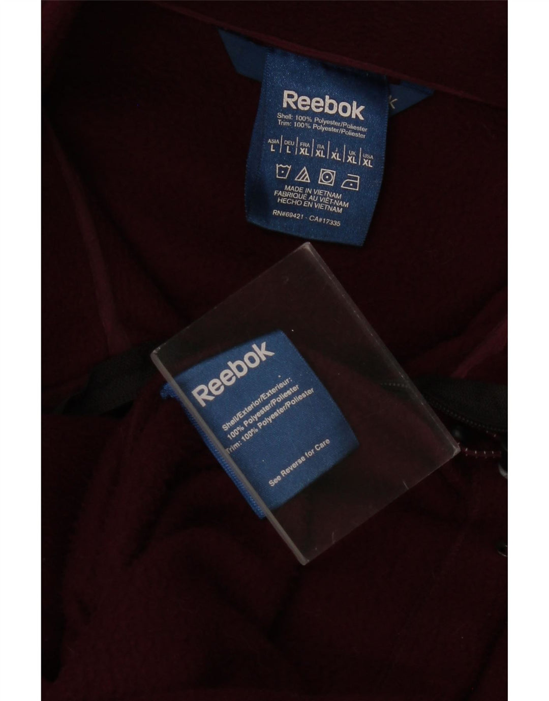 Giacca in pile da uomo REEBOK UK 42 XL Poliestere color block bordeaux