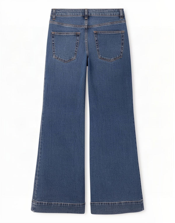 Jeans svasati a vita alta da donna Marks & Spencer UK 10 piccoli W30 L30 blu