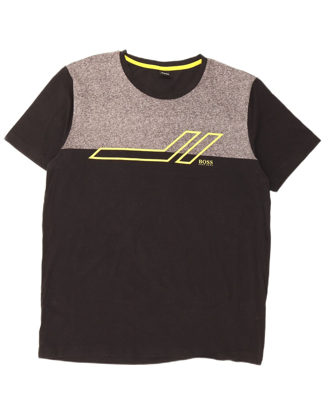 T-shirt grafica da uomo HUGO BOSS Top Large in cotone color block nero