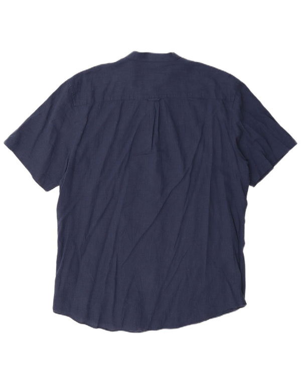 Camicia a maniche corte da uomo Farah XL in lino blu navy