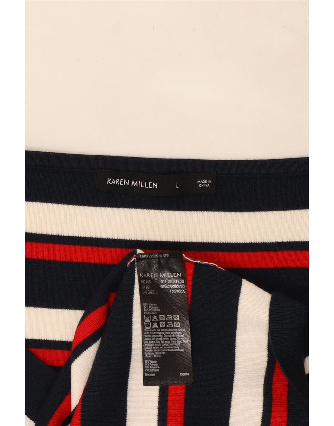 KAREN MILLEN Top da donna a maniche lunghe UK 14 Large a righe multicolori