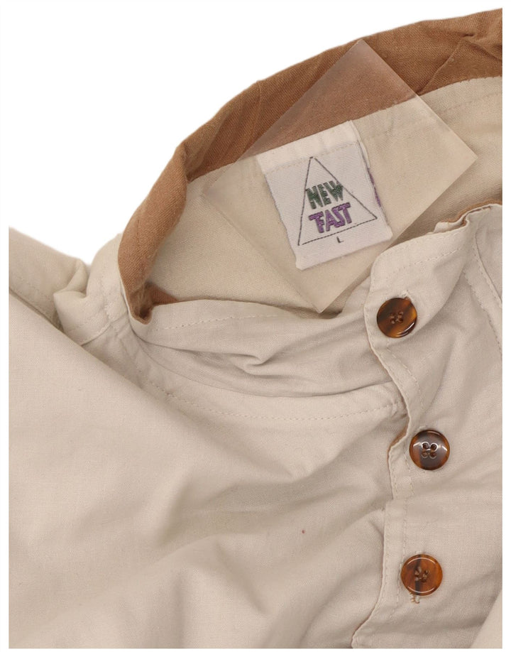 Felpa da uomo con collo con bottoni New Fast, grande cotone bianco