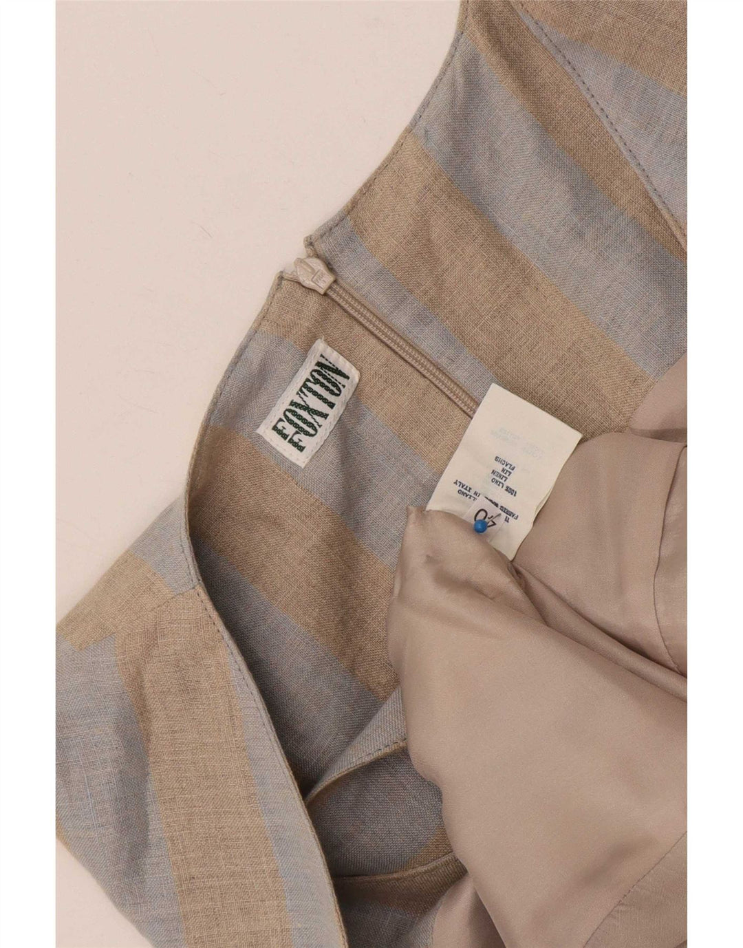Tuta vintage da donna senza maniche IT 40 piccola in lino a righe beige
