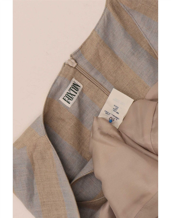 Tuta vintage da donna senza maniche IT 40 piccola in lino a righe beige