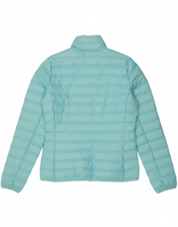 ADIDAS Womens Padded Jacket UK 12/14 Medium Blue Polyester