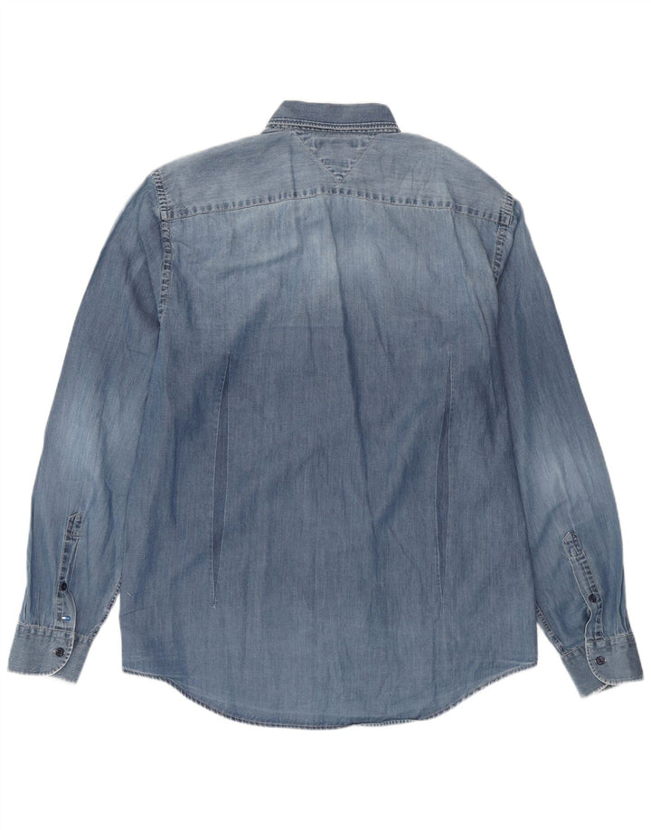 TOMMY HILFIGER Camicia in denim da uomo New York Fit XL in cotone blu