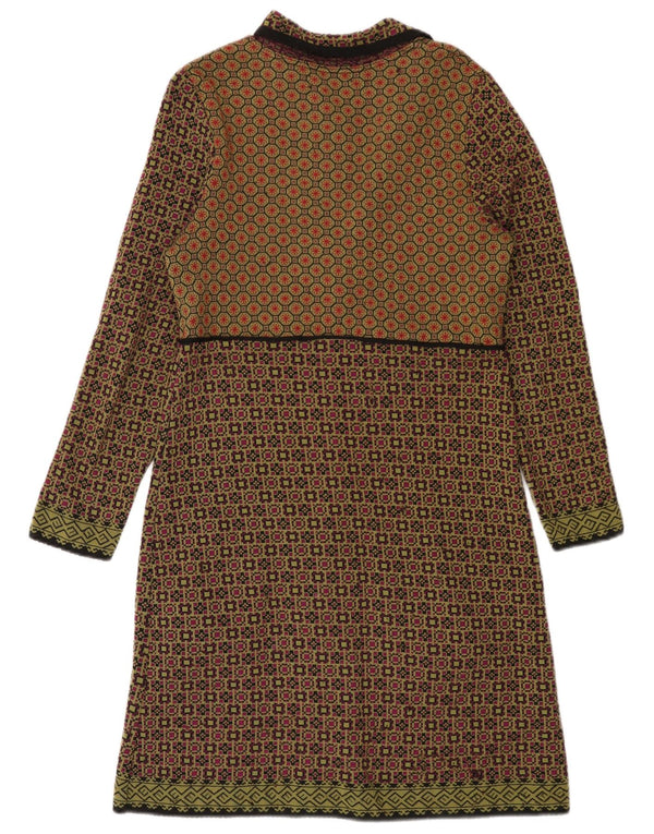Dunque maglione cardigan da donna UK 12 medio multicolore geometrico