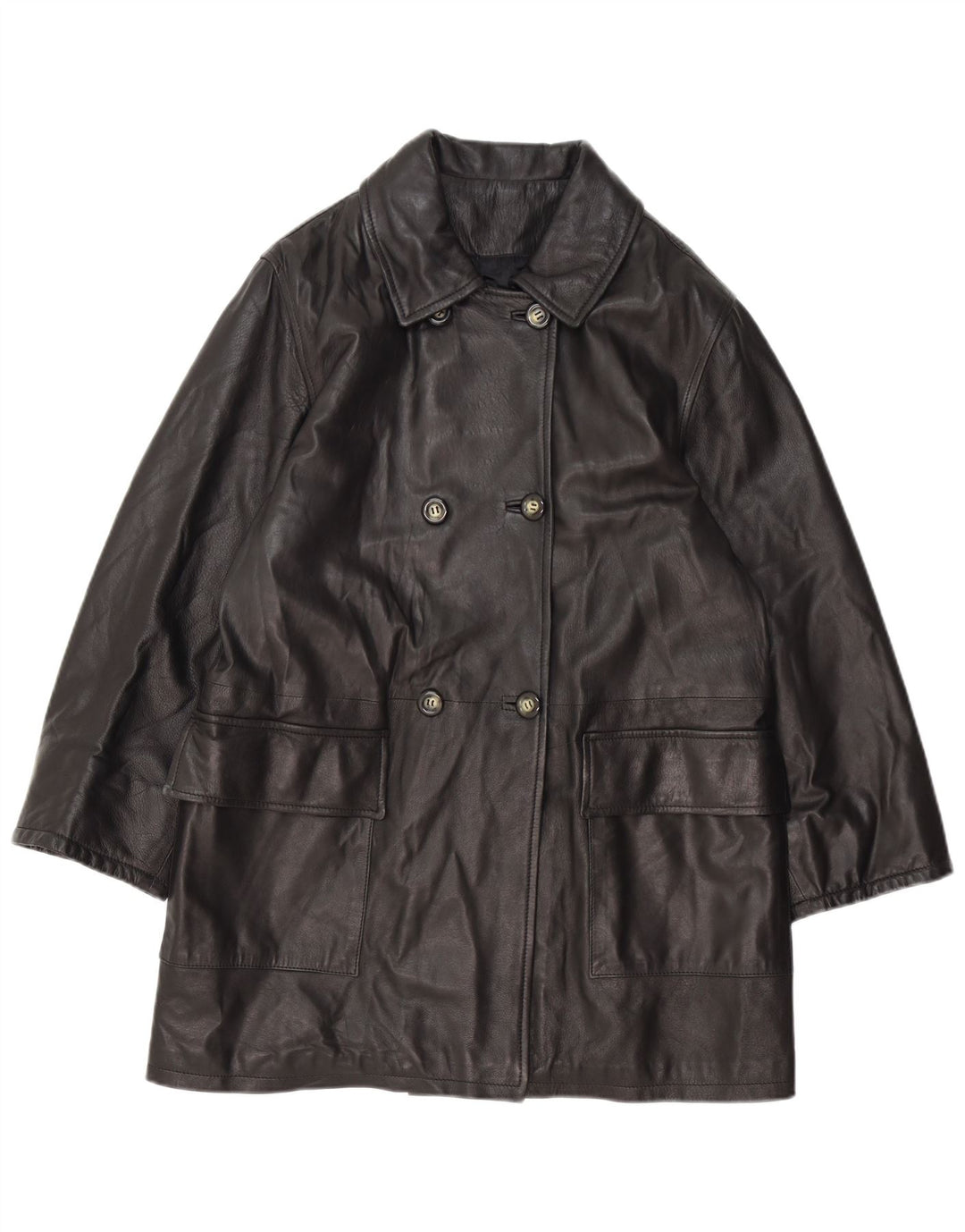 Cappotto doppiopetto oversize vintage da donna IT 42 medio nero