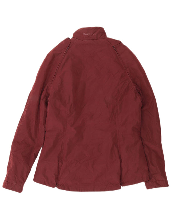 BARBOUR Womens Bomber Jacket UK 14 Large Burgundy Polyester