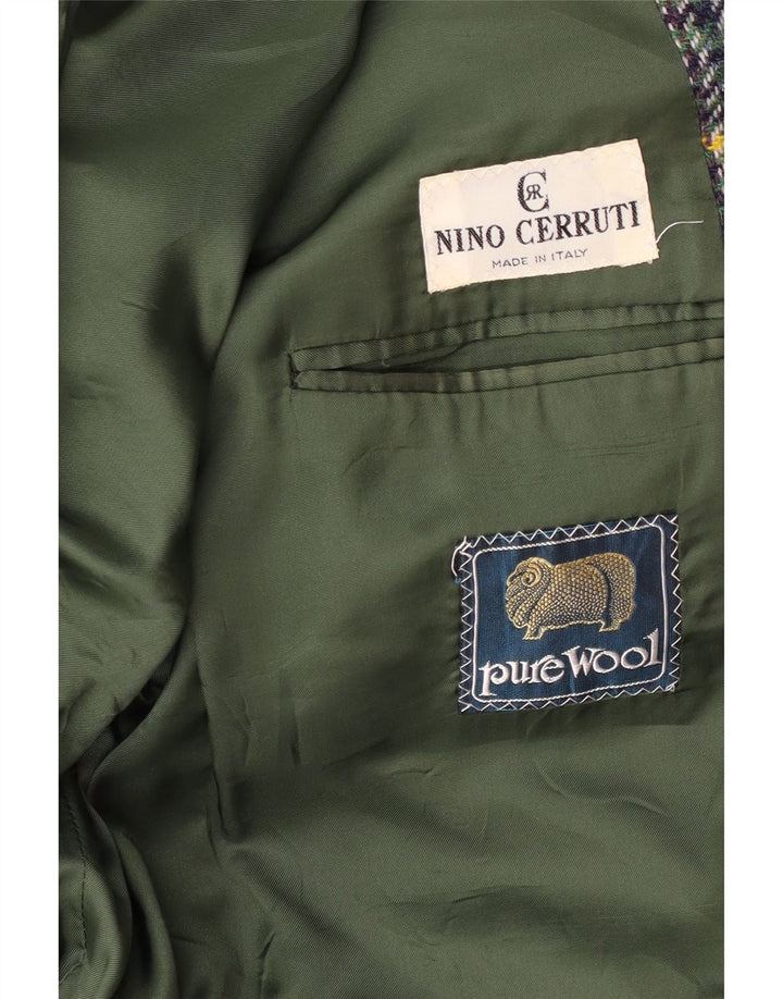 Giacca blazer da uomo a 2 bottoni Cerruti 1881 UK 42 XL lana a quadri multicolore