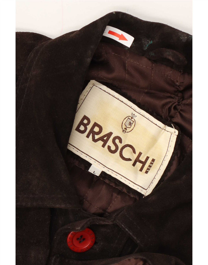 Giacca in pelle scamosciata da uomo Braschi UK 40 grande marrone