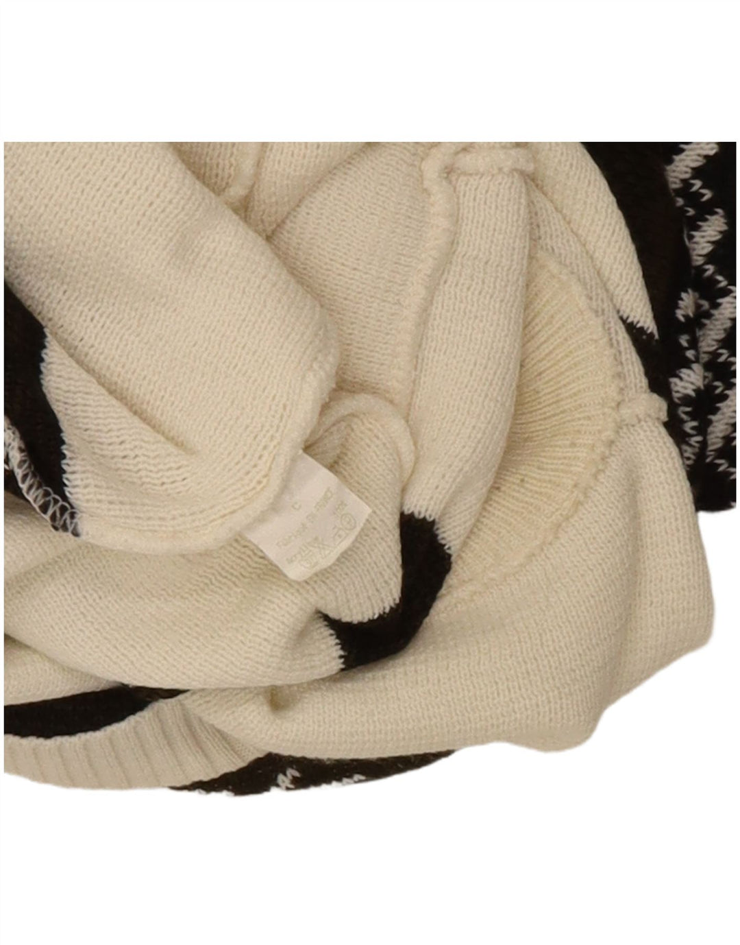 Maglione da uomo vintage con collo alto e grafica, grande Fair Isle bianco