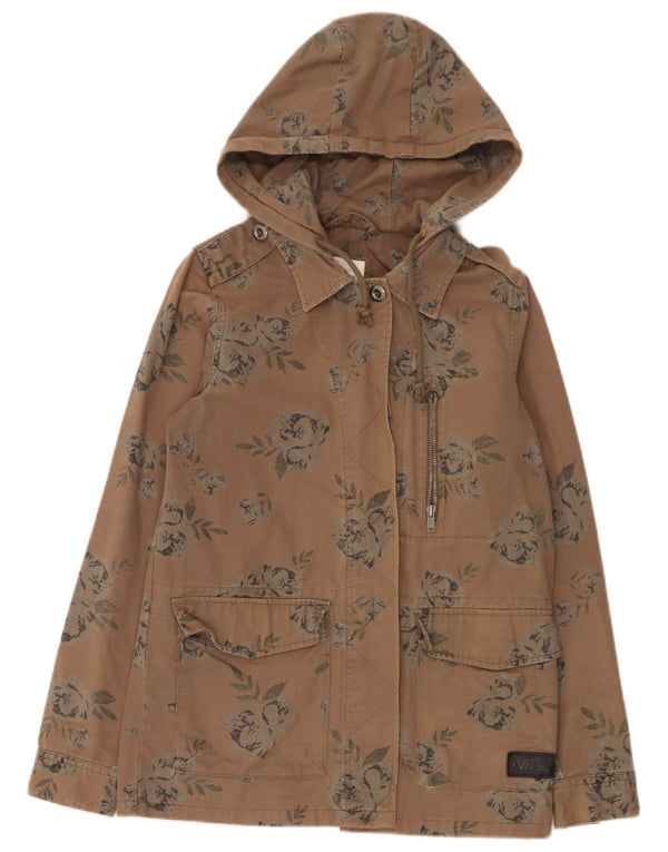 Giacca militare con cappuccio da donna Vans UK 14 Cotone floreale marrone medio