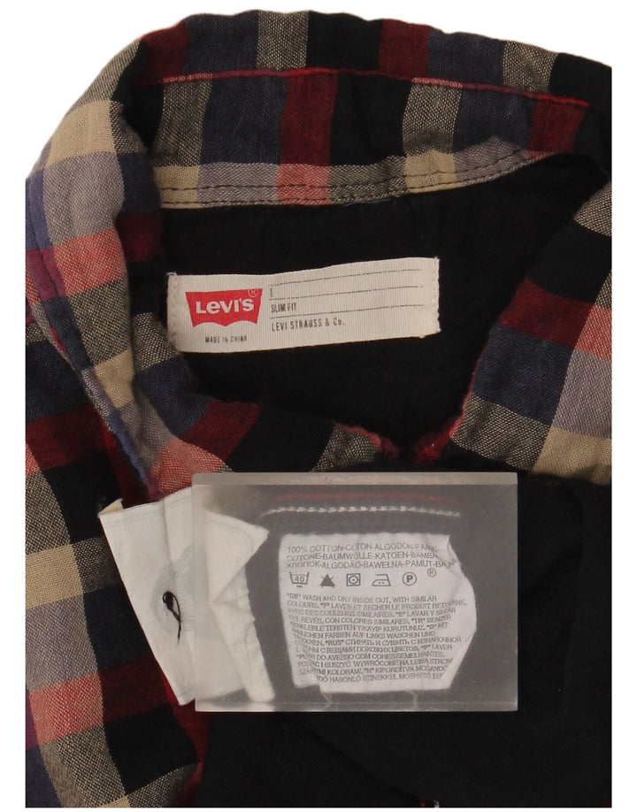 Levi's Camicia da uomo in flanella slim fit da boscaiolo, grande motivo a quadri multicolore