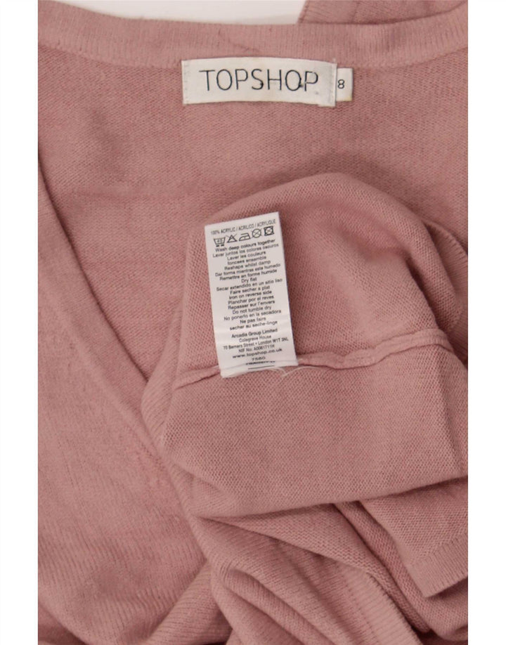 Topshop Top da donna a maniche lunghe UK 8 piccolo acrilico rosa