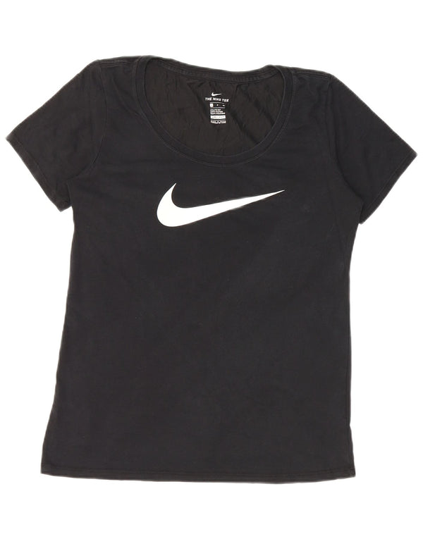 Nike Womens Athletic Cut Graphic T-Shirt Top UK 10 Small Black Cotton