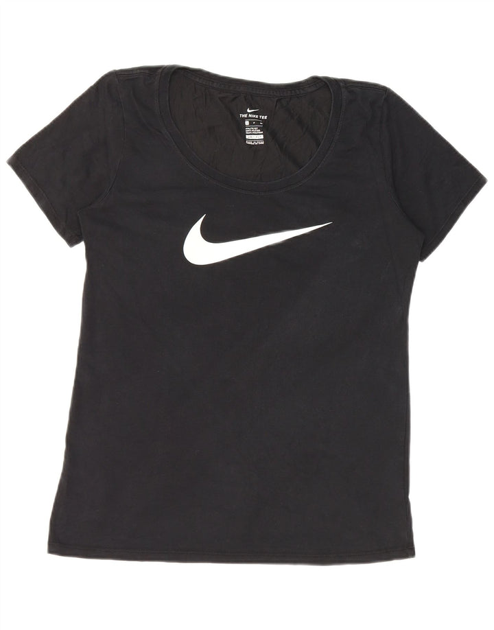 T-shirt grafica Nike da donna con taglio atletico, taglia UK 10, piccola, cotone nero