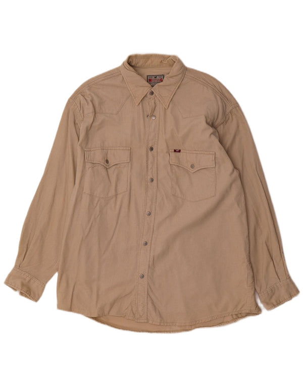 Camicia da uomo in velluto a coste Mustang grande in cotone beige