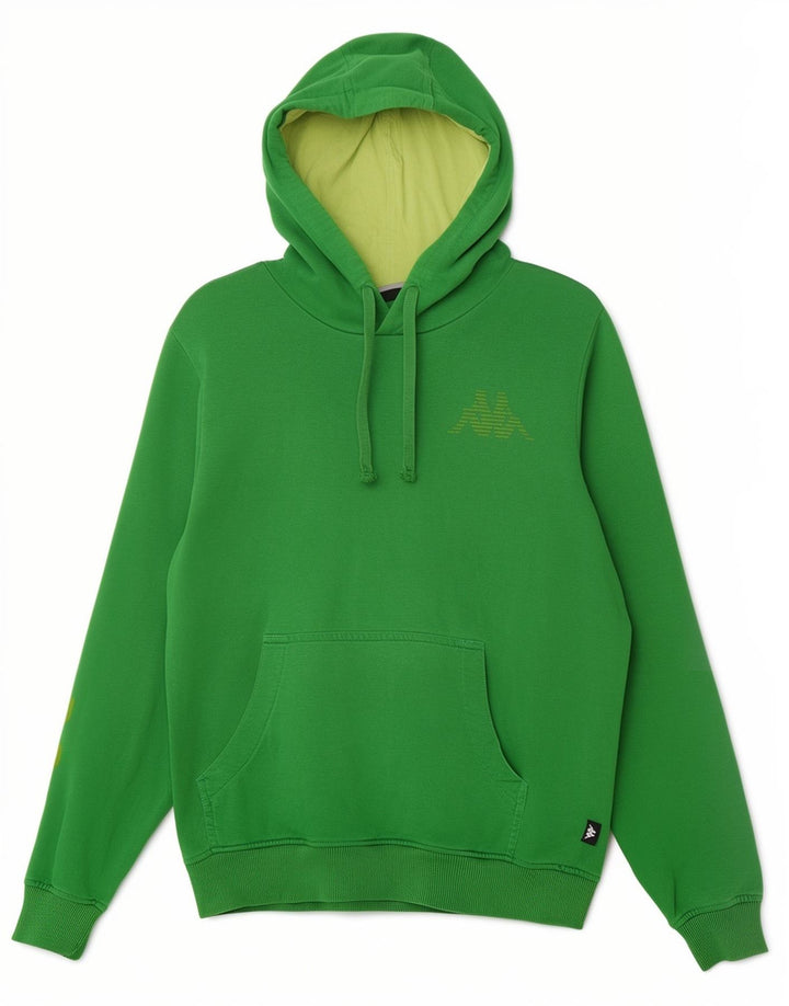 Maglione con cappuccio grafico da uomo Kappa in cotone verde medio