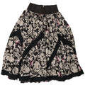 Gonna svasata da donna vintage media W26 in viscosa floreale nera