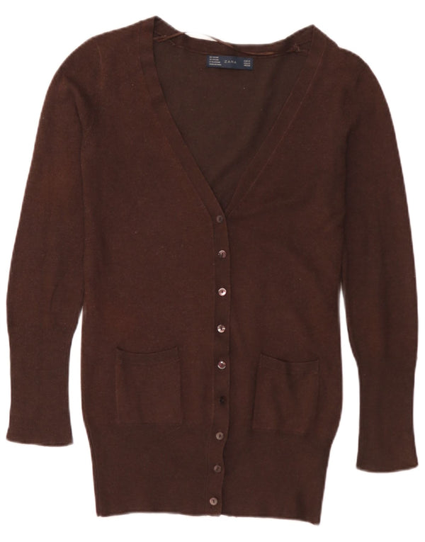 Maglione cardigan da donna Zara UK 12 Rayon marrone medio