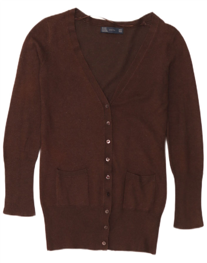 Maglione cardigan da donna Zara UK 12 Rayon marrone medio