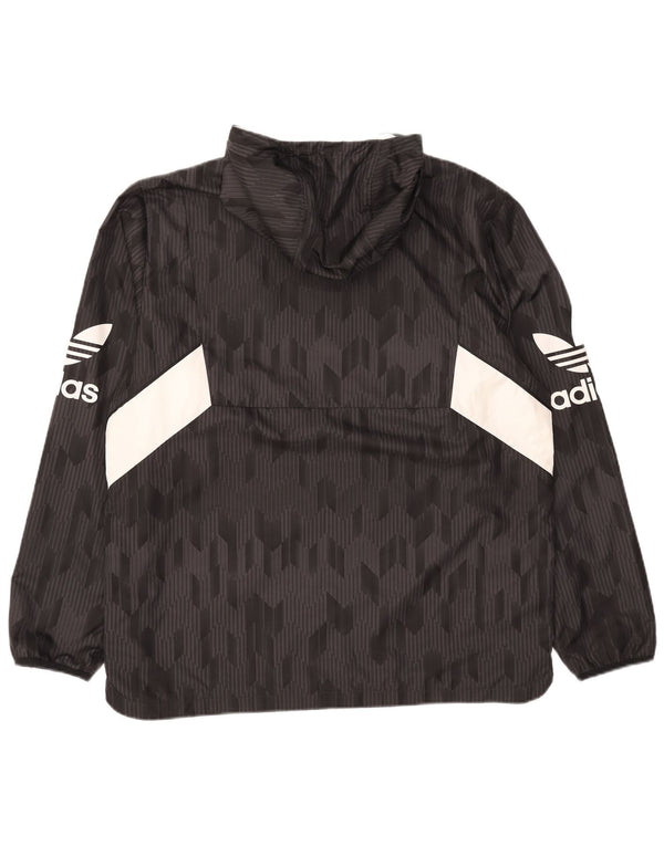 Giacca anorak con cappuccio grafico da uomo Adidas UK 42 XL color block nero